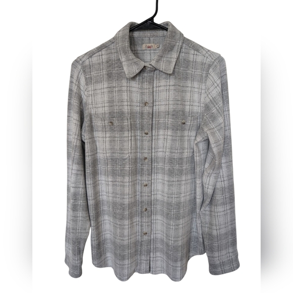 Faherty Legend Sweater Shirt Gray Plaid sz M - Picture 3 of 6